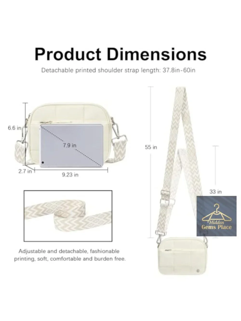 Quilted Crossbody Bag Lightweight Puffer Shoulder Purse with Wide Strap